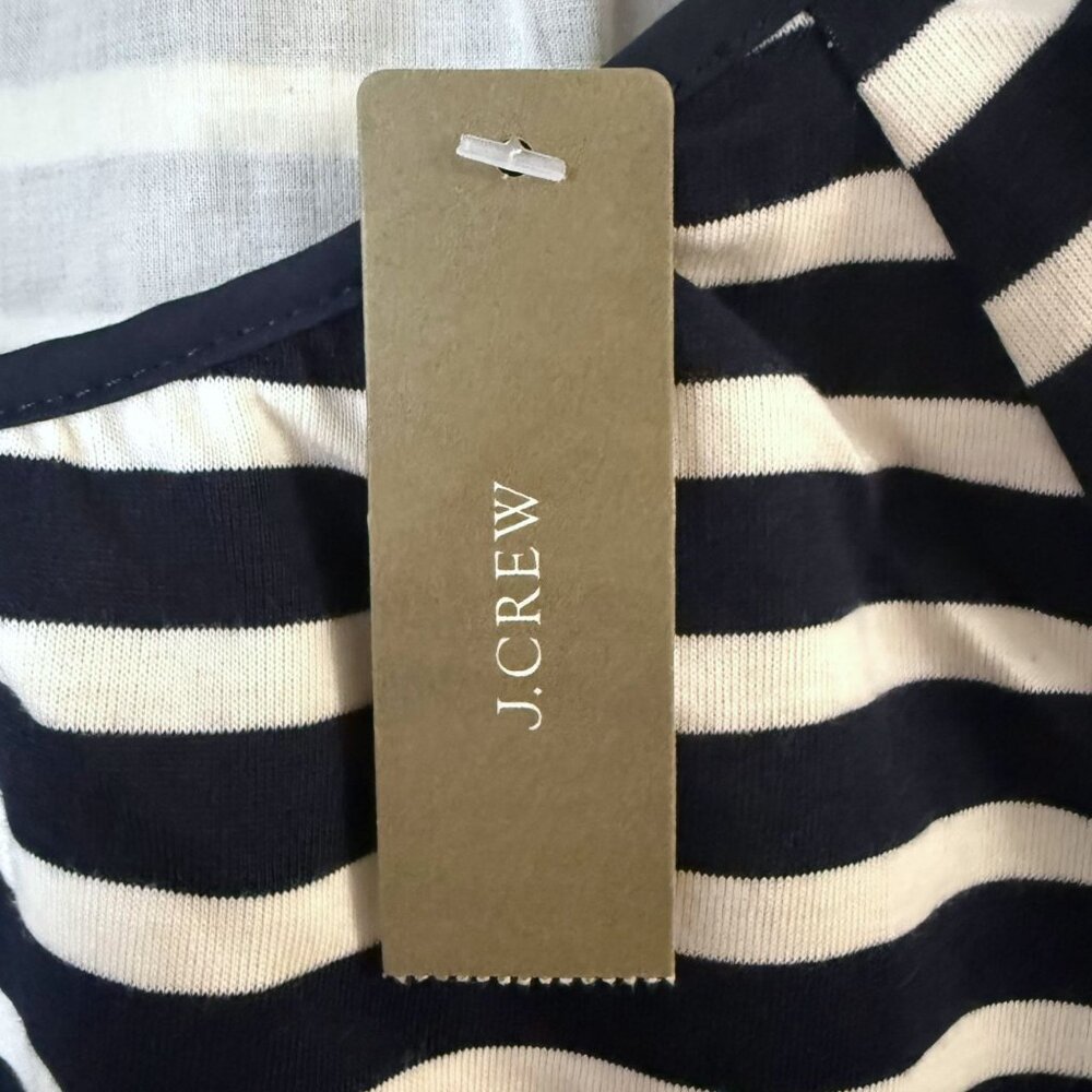 J.Crew Striped Raglan Tie-Back Peasant Blouse Top Black White Women's XL New - Picture 9 of 14